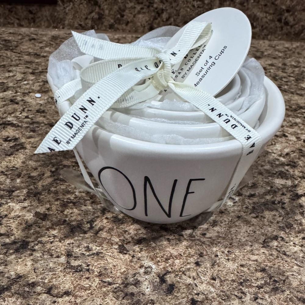 Rae Dunn Cream Ceramic Measuring Cups Set